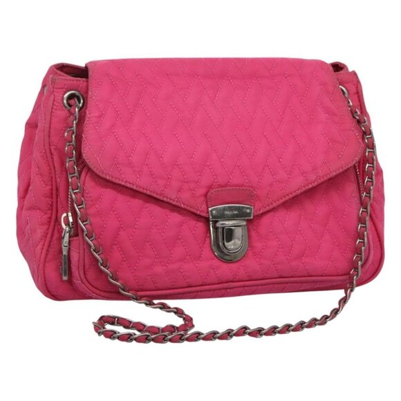 PRADA Chain Shoulder Bag Nylon Pink Auth - Picture 1 of 16